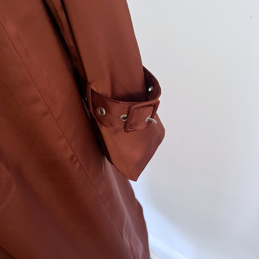 NWT Rebdolls Rust Satin Plus Size Trench Coat | 1X - Picture 6 of 12